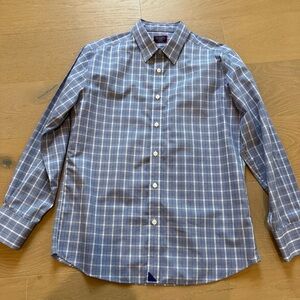 UNTUCKit Men's Long Sleeve Blue Plaid Non Iron Medium